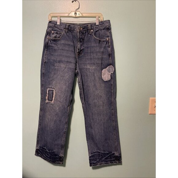 Urban Pipeline Men’s 32x30 Jeans Vintage Fit Skateboard Grunge Patches - Picture 1 of 16